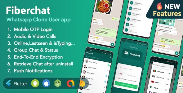 Fiberchat v1.0.33 – Whatsapp Clone Full Chat & Call App | Android & iOS Flutter Chat app