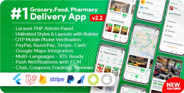 Grocery, Food, Pharmacy, Store Delivery Mobile App with Admin Panel v2.2.0Grocery, Food, Pharmacy, Store Delivery Mobile App with Admin Panel v2.2.0